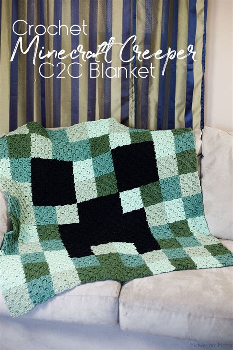 Minecraft Crochet Blanket Pattern C2c Creeper Blanket