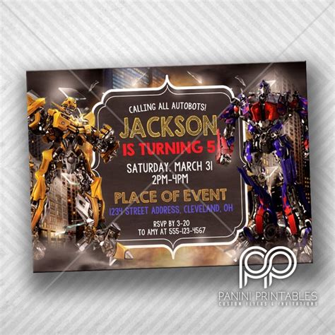 Transformers Invitation Transformers Birthday Invitation Etsy