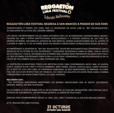 Reggaetón Lima Festival 4 edición Halloween regresa al Estadio San