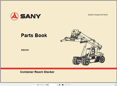 Sany Container Reach Stacker RSC45C Parts Book 10RS45010124 EN Auto