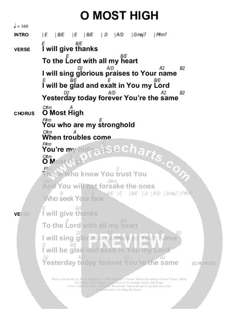 O Most High Chords PDF Sovereign Grace PraiseCharts