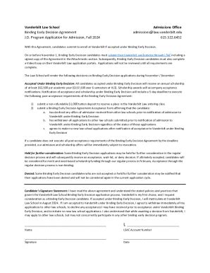 Fillable Online Binding Early Decision Agreement Fax Email Print