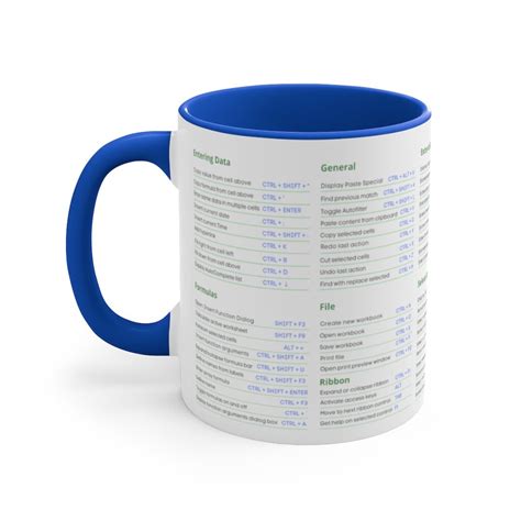 Excel Shortcuts Mug Excel Shortcuts White Glossy Mug Etsy