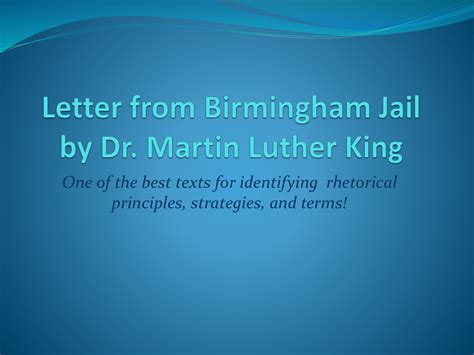 Letter from Birmingham Jail by Dr. Martin Luther King One of the