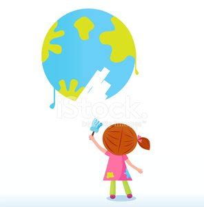 Little Artist - Child Painting Earth ( Planet, Globe ) Stock Vector | Royalty-Free | FreeImages