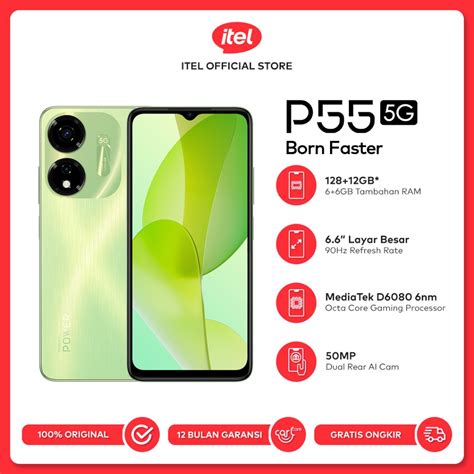 Jual Itel P55 5G RAM 6 128GB 5G Network 50M Dual Clear Cam 18W