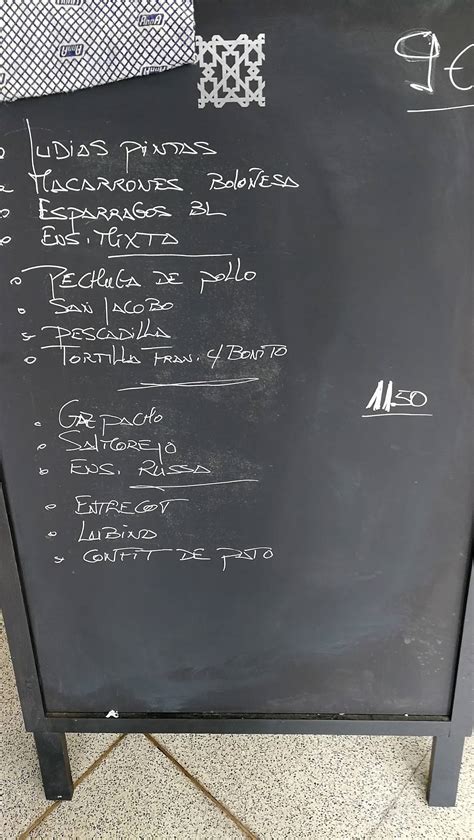 Carta de Cervecería Restaurante Parada y Fonda El Escorial