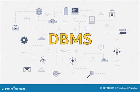 Dbms Database Management System Concept With Icon Set With Big Word Or Text On Center Stock