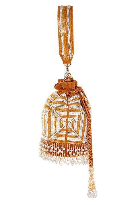 Buy Puro Cosa Geometric Embroidered Potli Bag With Sling Online Aza