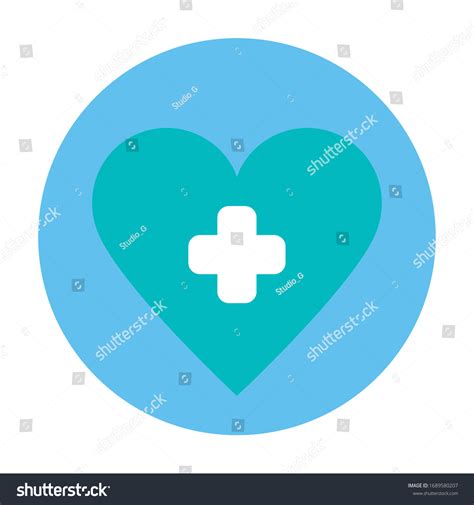 Heart Cross Symbol Frame Circular Isolated Stock Vector Royalty Free