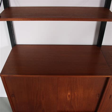 Vintage Teak Wood Wall Unit By Poul Cadovius For Royal System Denmark 1960