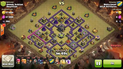 Clash Of Clans Th9 Vs Th9 Hog Rider Golem Wizard And Pekka Hogowipe