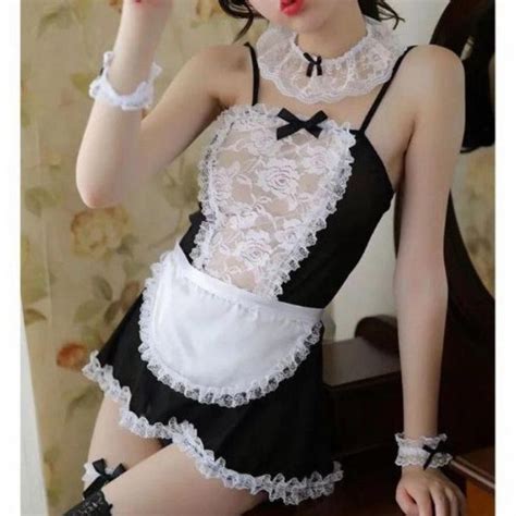 Jual Set Lingerie Sexy G String Bando Model Cosplay Maid Eropa