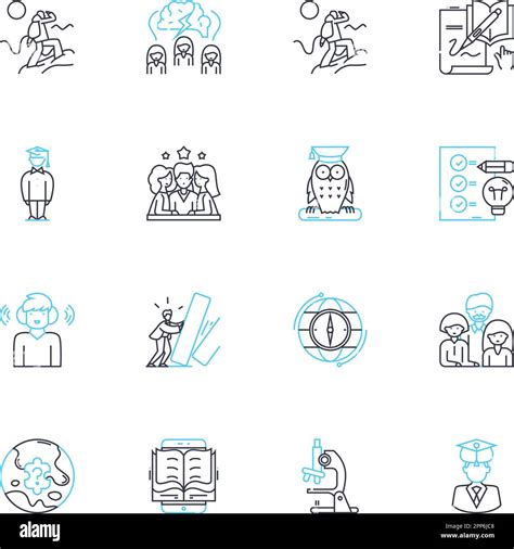 Current Schooling Linear Icons Set Curriculum Learning Assessment