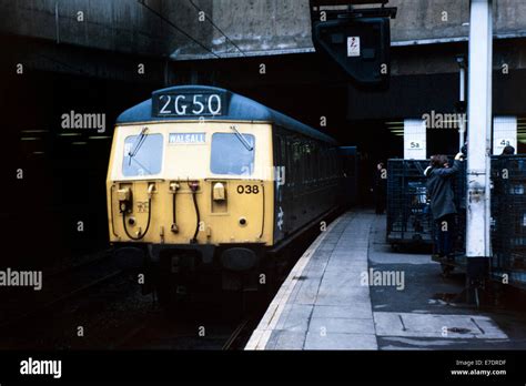 British Rail Slam Door Commuter Electric Locomotive Birmingham New Street Station 1976 Stock