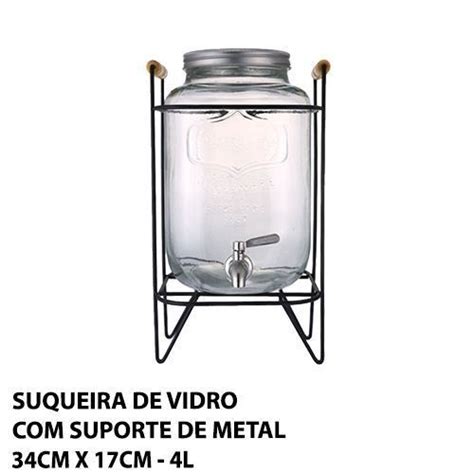 Suqueira Em Vidro Suporte Em Metal E Al A Em Madeira L Cmx Cm