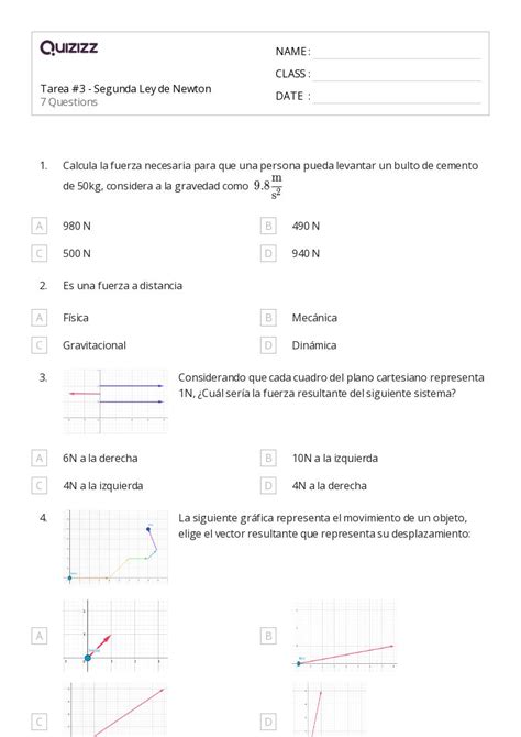 50 Segunda Ley De Newton Hojas De Trabajo Para Grado 12 En Quizizz