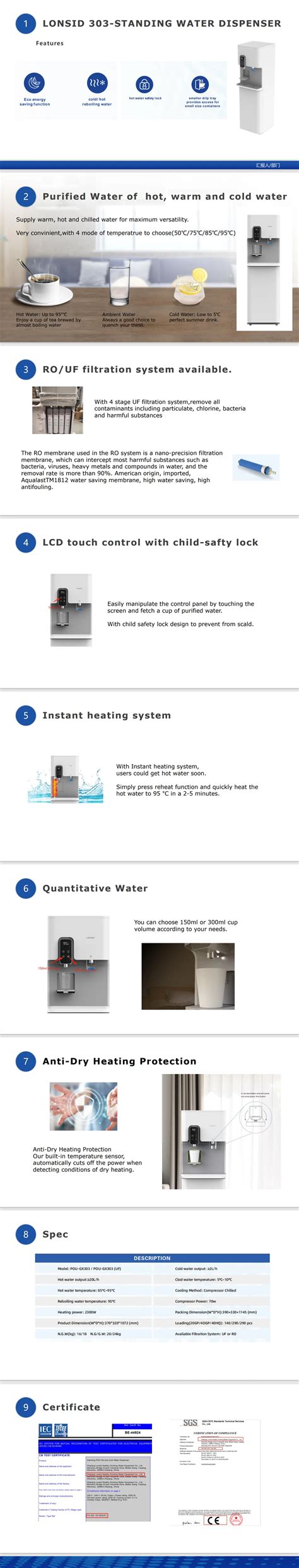 Floor Standing Hot Cold Compressor Cooling Direct Drinking Water Dispenser R A Water Coolers