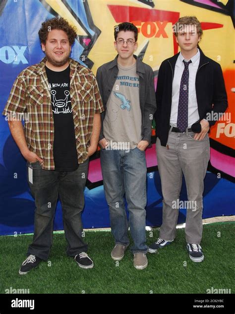 Superbad Cast Jonah Hill Christopher Mintz Plasse And Michael Cera