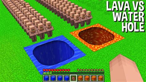 Which Hole Will Choose The Villagers Queue Lava Vs Water In Minecraft