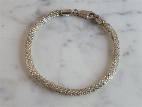 Womens Vintage Estate Sterling Silver Italian Mesh Bracelet 70g E4655