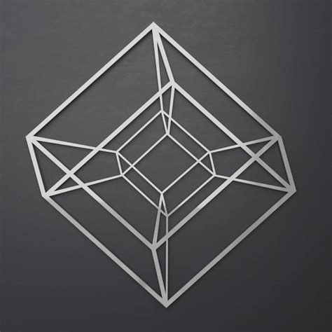 Tesseract Hybercube Metal Wall Art Sculpture Science Wall Art Modern Metal Wall Decor Silver