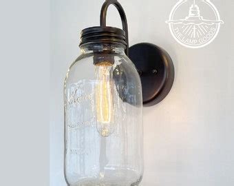 Vintage Blue Mason Jar Sconce Light Rustic Wall Vanity Lighting Fixture