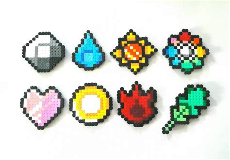 Pokemon Kanto badges pixel art x8 | Etsy