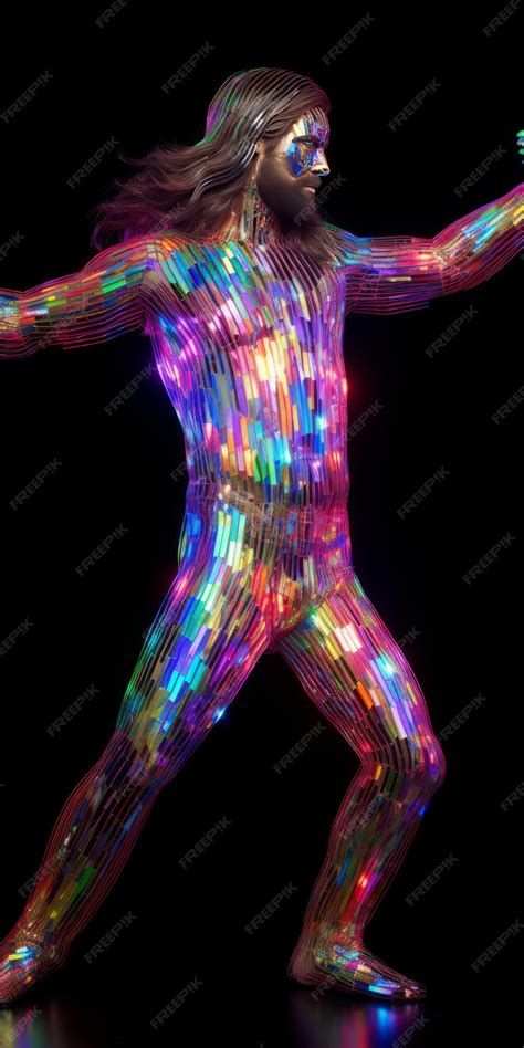 Premium Photo Divine Disco Moves Jesus Christs Full Body Rainbow