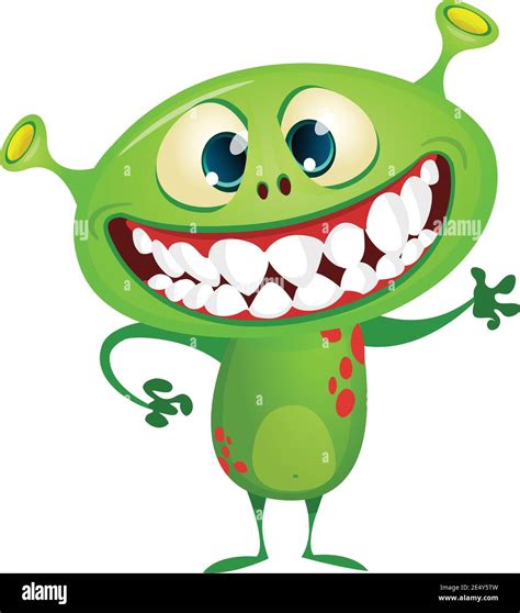 Funny cartoon monster with big smile full of teeth. Vector Halloween ...