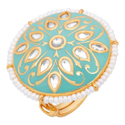 Peora Traditional 18K Gold Plated Meena Work Kundan Pearl Adjustable