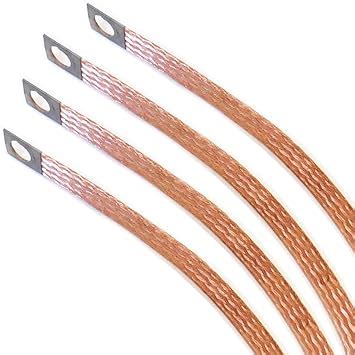 Flat Braided Bare Copper Grounding Strap With Squar Lugs Flexible