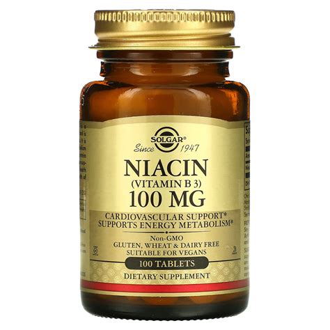 Solgar Niacin Vitamin B3 100 Mg 100 Tablets