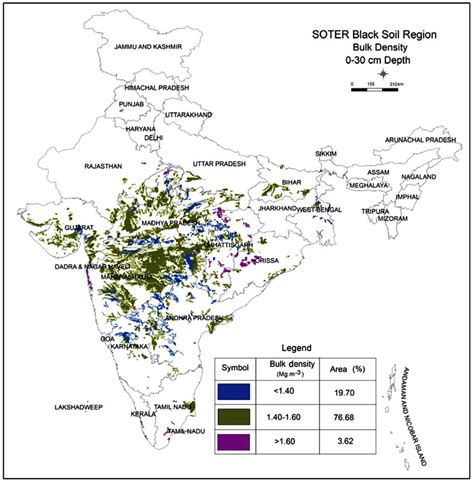 soil bulk density   cm map developed  black soil region
