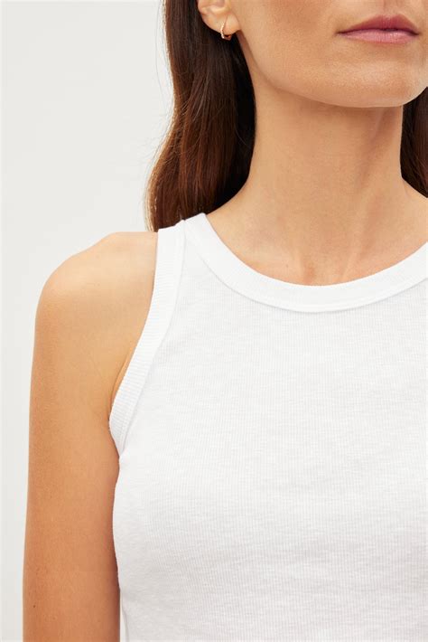 Harla Cotton Slub Ribbed Cropped Tank Top Velvet By Graham And Spencer