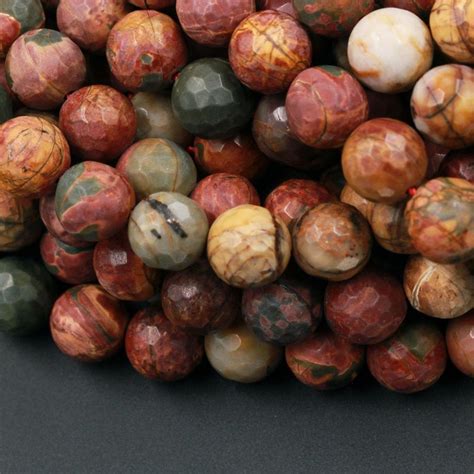 Matte Faceted Red Creek Jasper Beads Mm Matte Faceted Mm Etsy