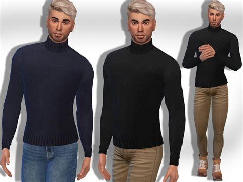 Saliwa S Male Sims Turtleneck Pullovers Sims Clothing Turtle Neck