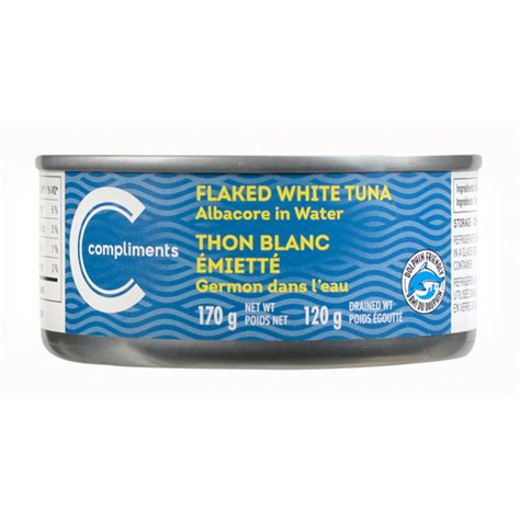 Flaked White Tuna Albacore In Water 170 G Compliments Ca