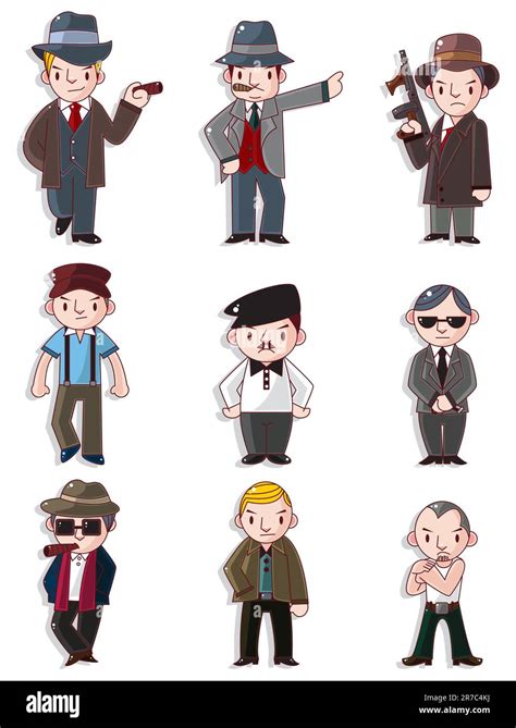 Cartoon Mafia Icon Set Stock Vector Image And Art Alamy