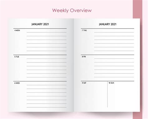 2021 Weekly Planner 6x9 Kdp Interior Template Editable Etsy