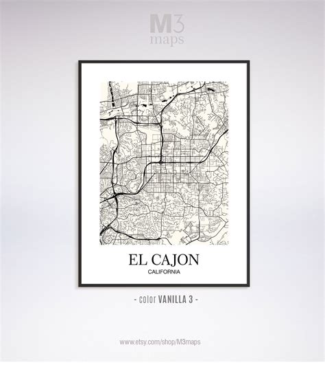 El Cajon El Cajon CA Map El Cajon Modern Art Print El Cajon | Etsy