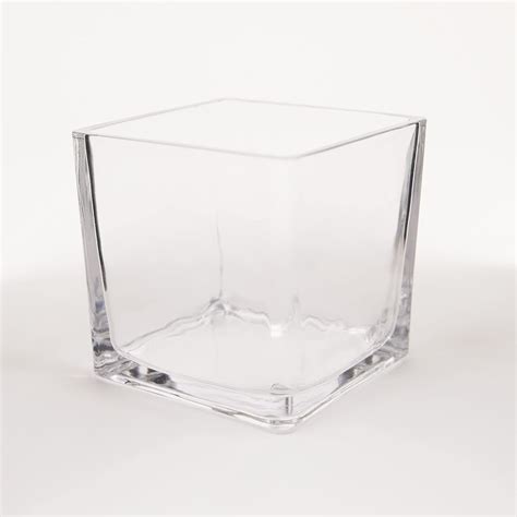 Square Glass Vases 5x5 Inch Clear Cube Flower Vase 4pcs For