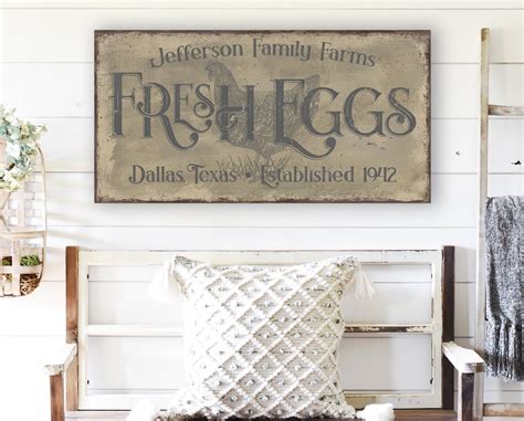 Personalized Farmhouse Kitchen Signs Custom Fresh Chicken Eggs - Etsy