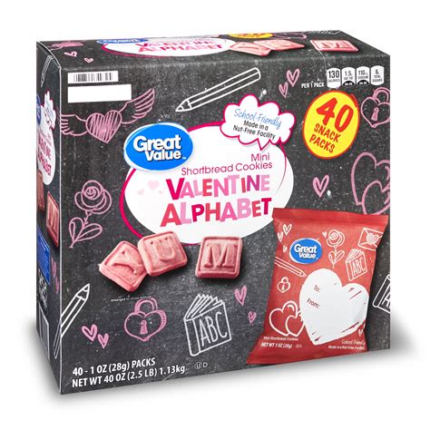 Great Value Valentines Alphabet Mini Cookies 1 Oz 40 Count