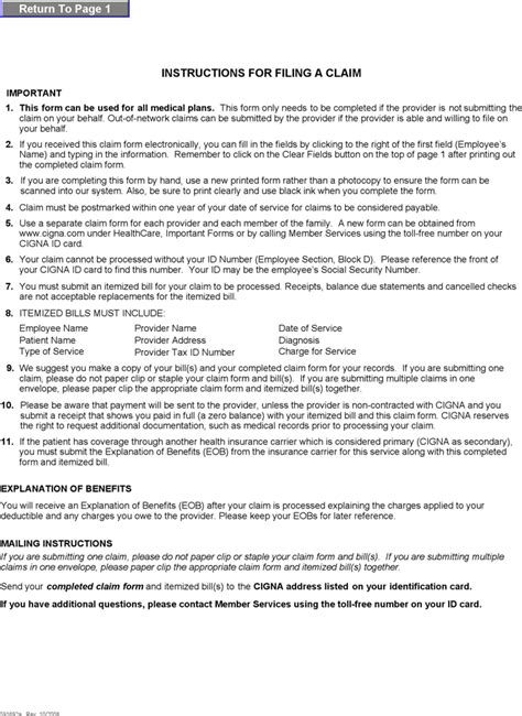 Free Cigna Medical Claim Form Pdf 123kb 3 Pages Page 2