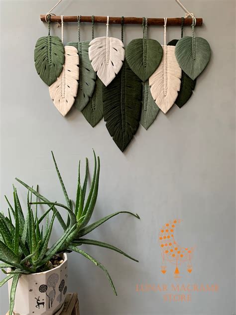 Large Boho Macrame Monstera Leaves Wall Hanging Colorful Wall