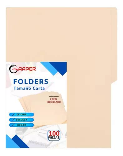 Folder Crema Tamaño Carta Media Ceja 100 Pz 50 Reciclado MercadoLibre