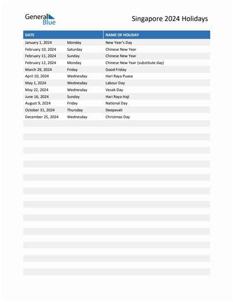 2024 Singapore List Of Holidays In Pdf Word And Excel