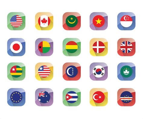 Vector Illustration Giant Asia Flag Set With world Country Flags ...