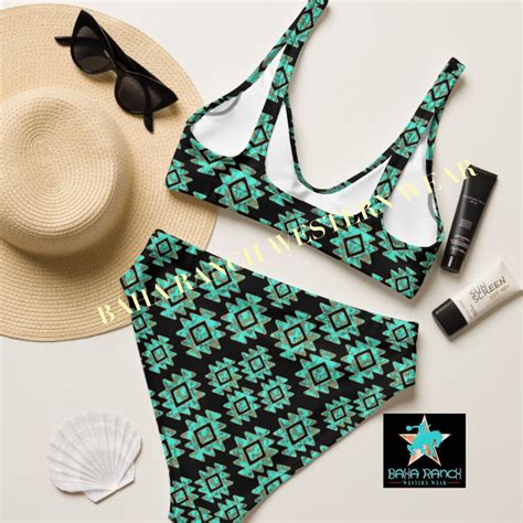 Yeehaw Turquoise Aztec Bikini Baha Ranch Western Wear